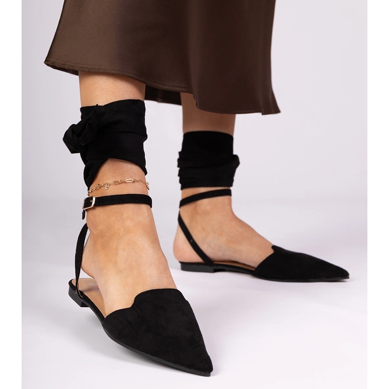 Černé ploché podpatky černá 1