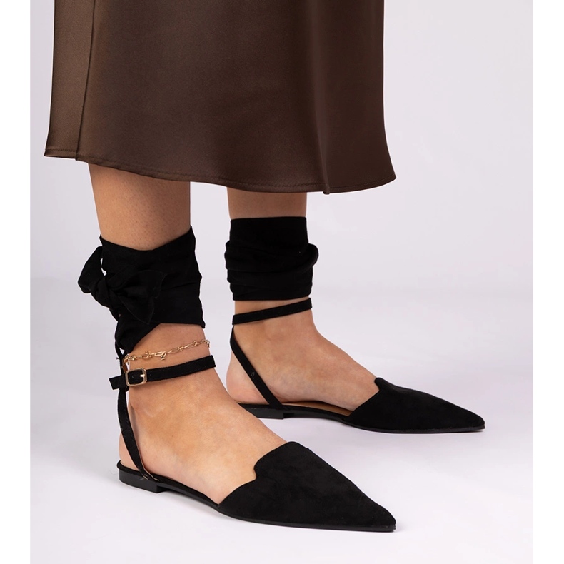 Černé ploché podpatky černá 2