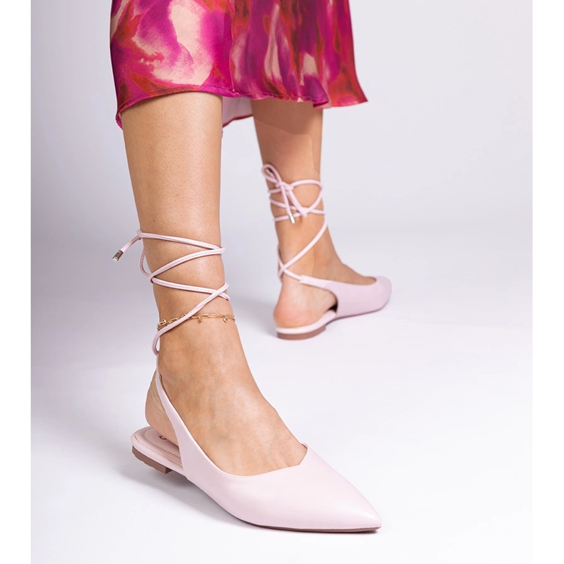 Růžové ploché podpatky vyrobené z ekologického pokoje růžový 1