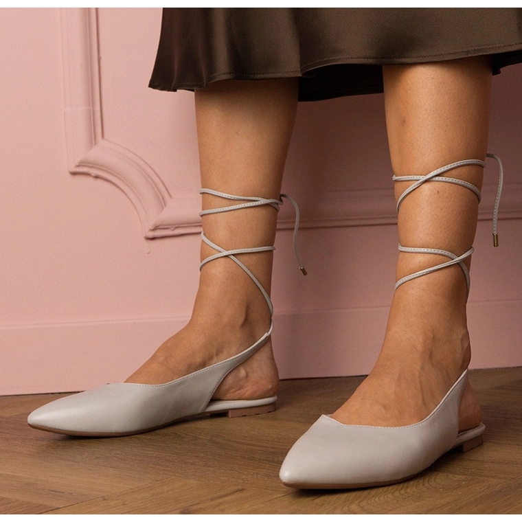 Šedé ploché podpatky vyrobené z ekologického pokoje šedá 1