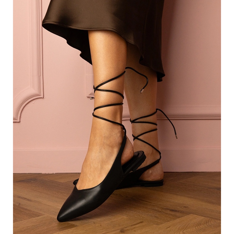 Černé ploché podpatky vyrobené z ekologického pokoje černá 1