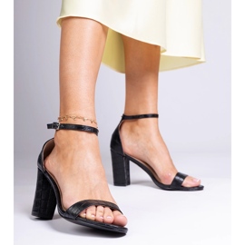 Černé sandály na sloupku černý 1