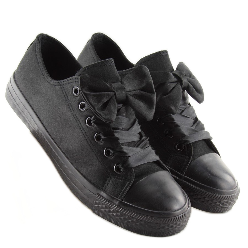 Dámské saténové černé tenisky 16-509 Allblack černý 2