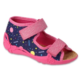 Dětské pantofle Befado Cork Insert 343P002 Pink-Navy růžový 1