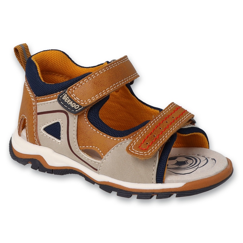 Dětské sandály Befado s koženou vsadkou 170P099 hnědo-béžová hnědý 1