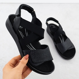 Pohodlné sandály pro dámské pro Black Jezzi 24142 černý 1