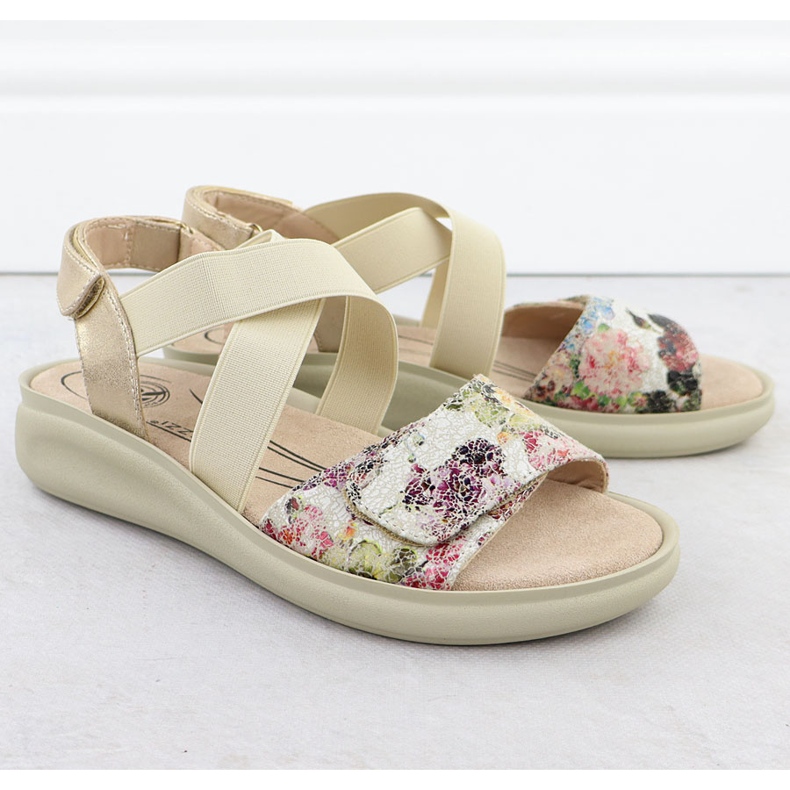 Pohodlné sandály pro dámské pro suchý zip Beige Jezzi 24142 béžový 2