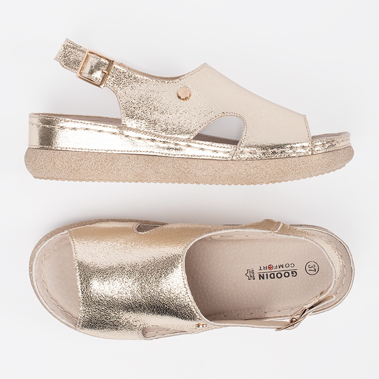 Goodin Zlaté ploché sandály se sponou zlatý 1 Goodin Zlaté ploché sandály se sponou zlatý 1