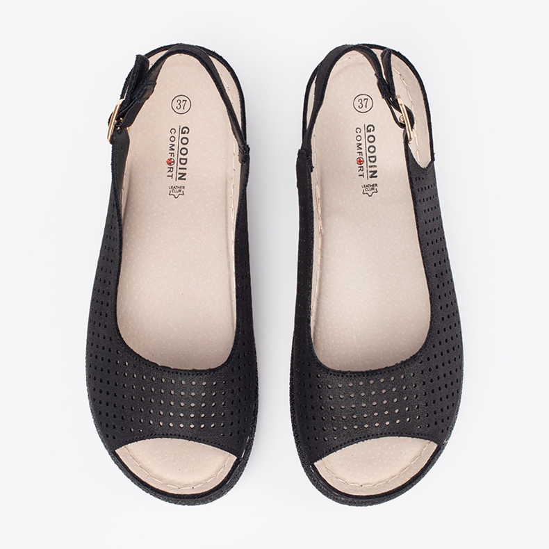 Goodin Černé pohodlné otevřené sandály černá 2