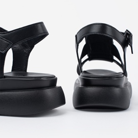 Goodin Černé kožené elegantní sandály na platformě černá 1