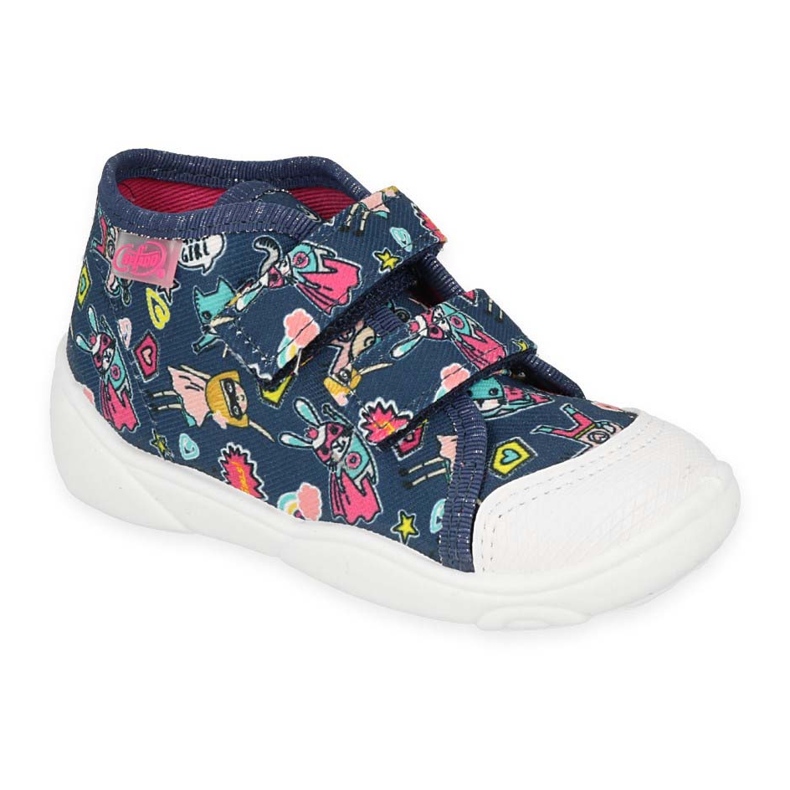 Dětské pantofle Befado 212P080, tmavě modrá, s barevnými aplikacemi modrý 1