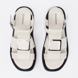 Goodin Light -Beige Leather Elegantní sandály na platformě béžový 1 Goodin Light -Beige Leather Elegantní sandály na platformě béžový 1