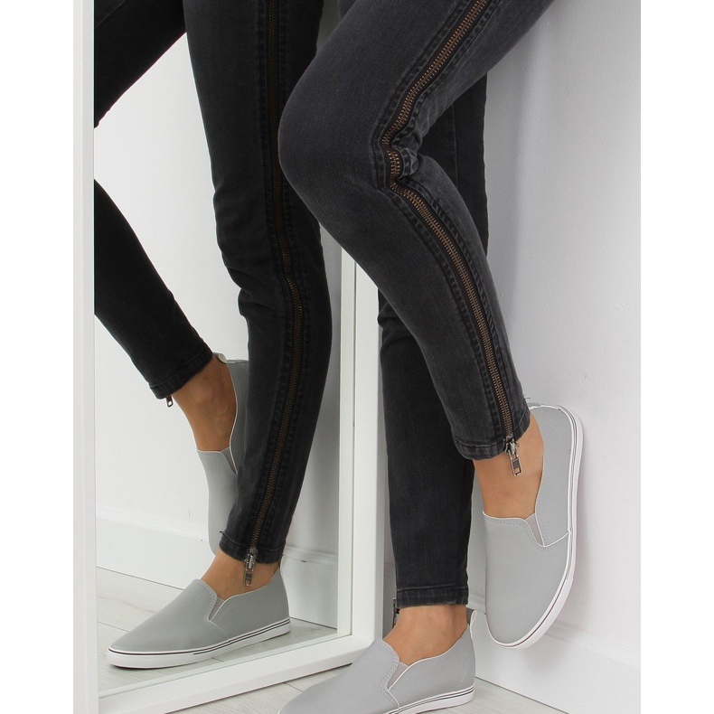 Grey xl08p Grey grain slip-on tenisky šedá 2