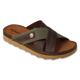 Inblu pánské pantofle 158M023 hnědé a zelené hnědý 1 Inblu pánské pantofle 158M023 hnědé a zelené hnědý 1