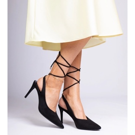 Černé vysoké podpatky s otevřeným podpatkem černá 1 Černé vysoké podpatky s otevřeným podpatkem černá 1