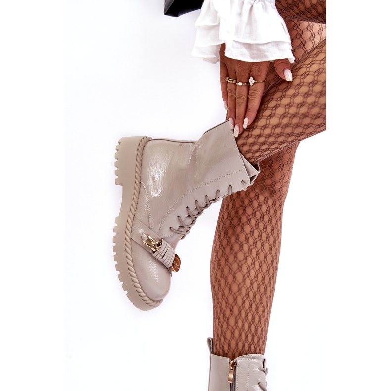 S.Barski Dámské laděné boty pracovníky s dekorací D&amp;A MR870-67 Light Beige béžový 1