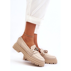 Dámské kožené mokasíny s ozdobou Laura Messi 2780 Light Beige béžový 2