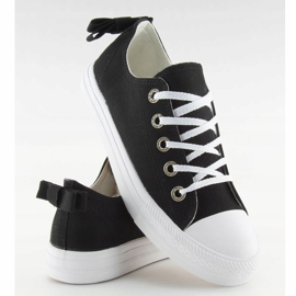 Černé dámské tenisky s mašlí 8935 Black černá 1 Černé dámské tenisky s mašlí 8935 Black černá 1