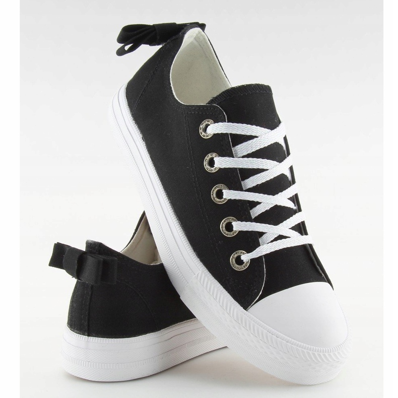 Černé dámské tenisky s mašlí 8935 Black černá 1