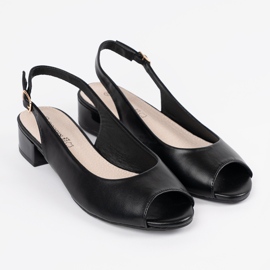 Goodin Černé elegantní sandály na nízkém podpatku černá 1 Goodin Černé elegantní sandály na nízkém podpatku černá 1