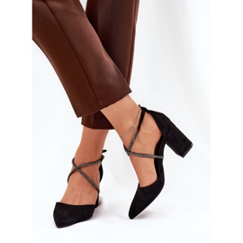 Čerpadla s špičatými prsty a zdobenými pruhy na sloupu černé černý 2
