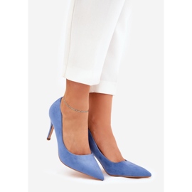 Blue Eco Suede Heels modrý 1 Blue Eco Suede Heels modrý 1