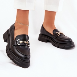 Dámské mokasíny se zlatými detaily Eco Leather Black černý 2