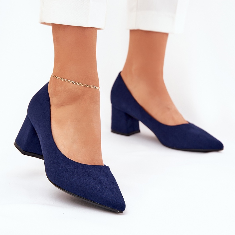 Dámská čerpadla s špičatými prsty na pilíře Navy Blue modrý 2