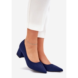 Dámská čerpadla s špičatými prsty na pilíře Navy Blue modrý 1 Dámská čerpadla s špičatými prsty na pilíře Navy Blue modrý 1