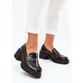 Malované dámské boty na masivní paty černé černá 2 Malované dámské boty na masivní paty černé černá 2