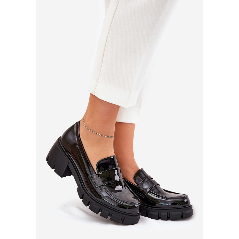 Malované dámské boty na masivní paty černé černá 1 Malované dámské boty na masivní paty černé černá 1