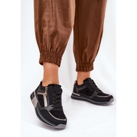 Dámská sportovní bota se zipem na platformě černá 2