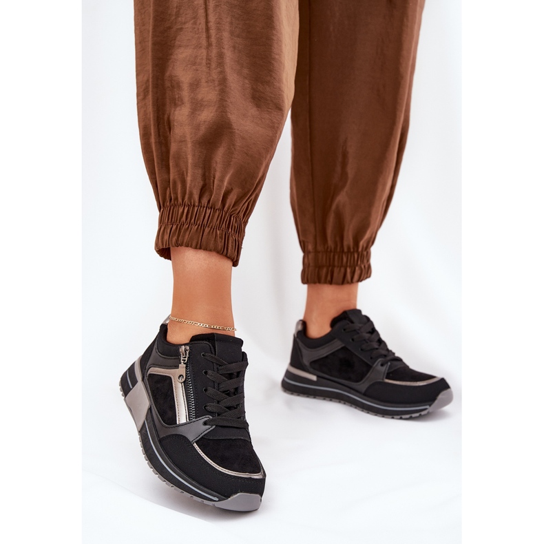 Dámská sportovní bota se zipem na platformě černý 2