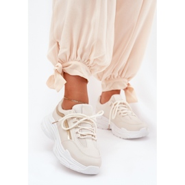 Sneakers Dámské sportovní boty na silné béžové podrážce béžový 2