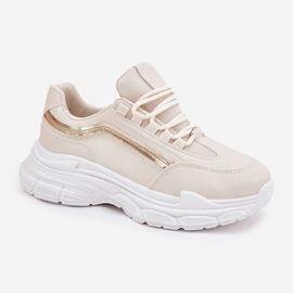 Sneakers Dámské sportovní boty na silné béžové podrážce béžový 4
