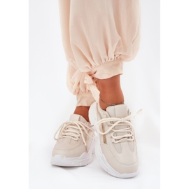Sneakers Dámské sportovní boty na silné béžové podrážce béžový 3