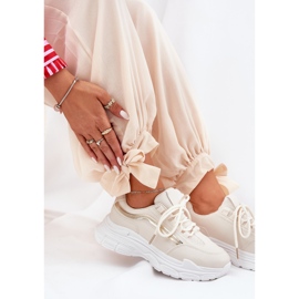 Sneakers Dámské sportovní boty na silné béžové podrážce béžový 7