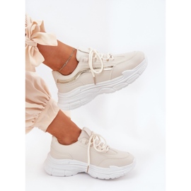 Sneakers Dámské sportovní boty na silné béžové podrážce béžový 8