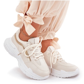 Sneakers Dámské sportovní boty na silné béžové podrážce béžový 9
