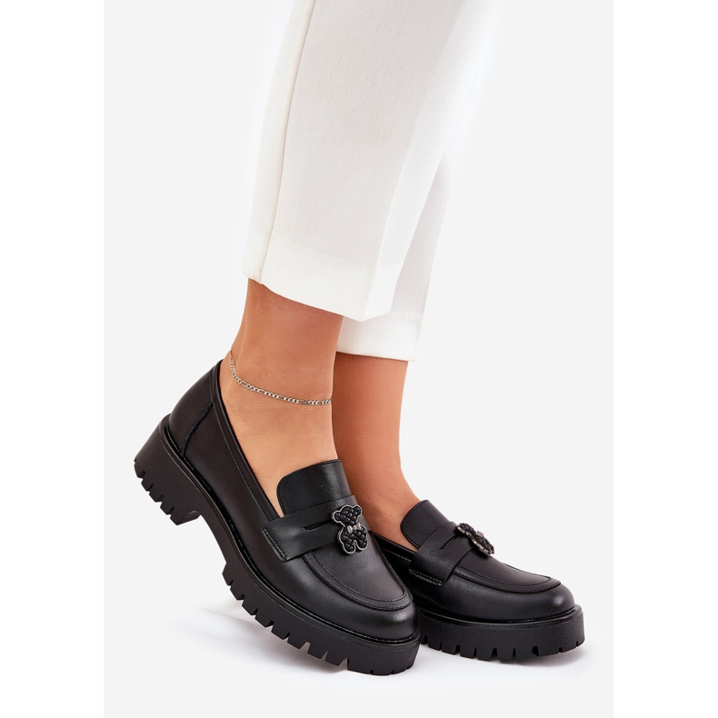 Dámské kožené mokasíny s kolíky Bear Vinceza 18109 Černá 1