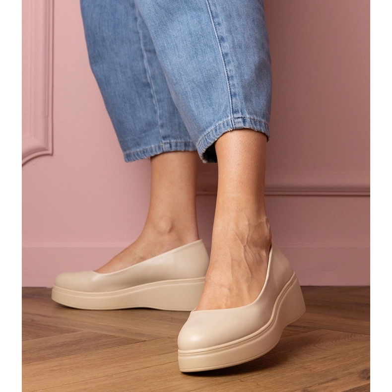 Béžové boty na platformě Eco -Diather béžový 1