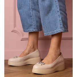 Béžové boty na platformě s dekorací zirkonu béžový 1