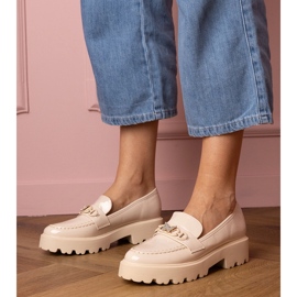 Béžové vázané mokasíny s motýlem zirkonu béžový 1