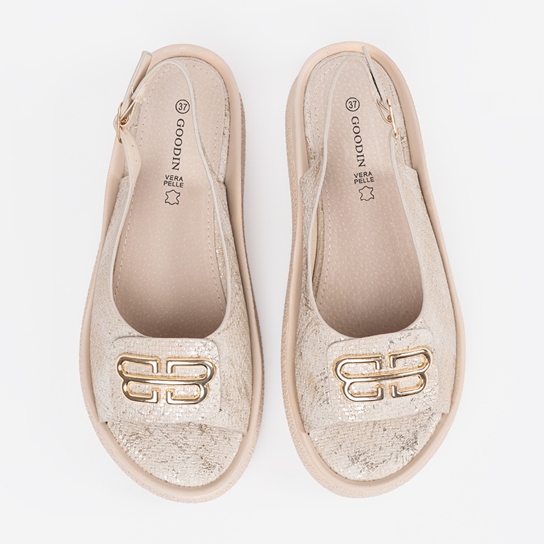 Goodin Ploché sandály s dekorací Taupe béžový 2 Goodin Ploché sandály s dekorací Taupe béžový 2