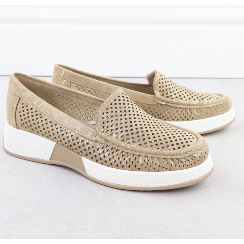 Dámské otevřené boty na Sergio Leone 094H Golden Platform zlatý 2