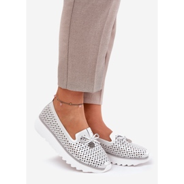 S.Barski Dámská obuv z kožená otevřená práce vyrobená z přírodní kůže LR51-631 stříbrný 1
