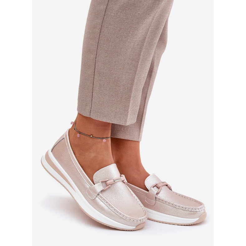 S.Barski Dámské kožené mokasíny S. Barski Gr51-598 Perl Pink růžový 1