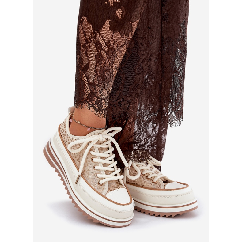 S.Barski Dámské tenisky na masivní platformě S. Barski BF51-101 Beige béžový 1