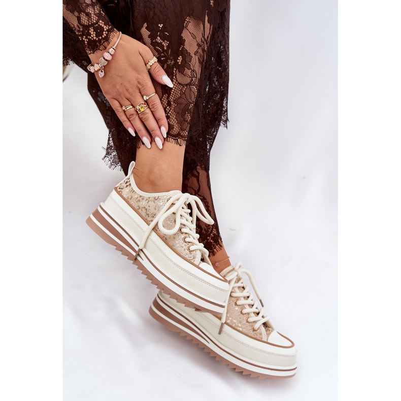 S.Barski Dámské tenisky na masivní platformě S. Barski BF51-101 Beige béžový 2