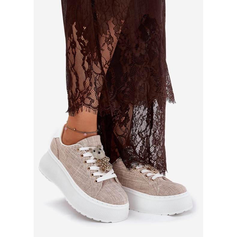 Tenisky na platformě s kolíky Bear S.Barski BF51-014 BEIGE béžový 1